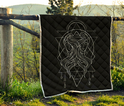 Black And White Gemini Sign Print Quilt
