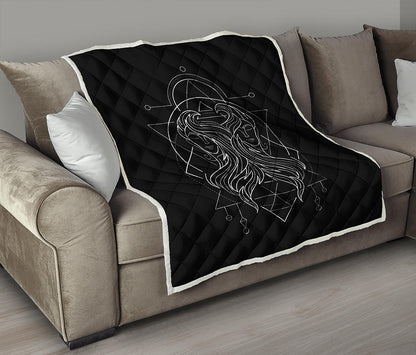 Black And White Gemini Sign Print Quilt