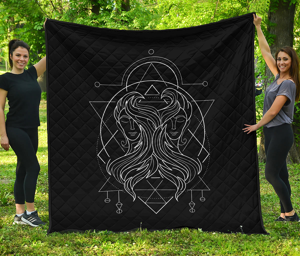 Black And White Gemini Sign Print Quilt