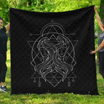 Black And White Gemini Sign Print Quilt
