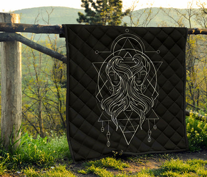 Black And White Gemini Sign Print Quilt
