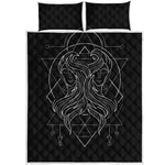Black And White Gemini Sign Print Quilt Bed Set