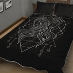 Black And White Gemini Sign Print Quilt Bed Set
