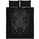 Black And White Gemini Sign Print Quilt Bed Set