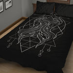 Black And White Gemini Sign Print Quilt Bed Set
