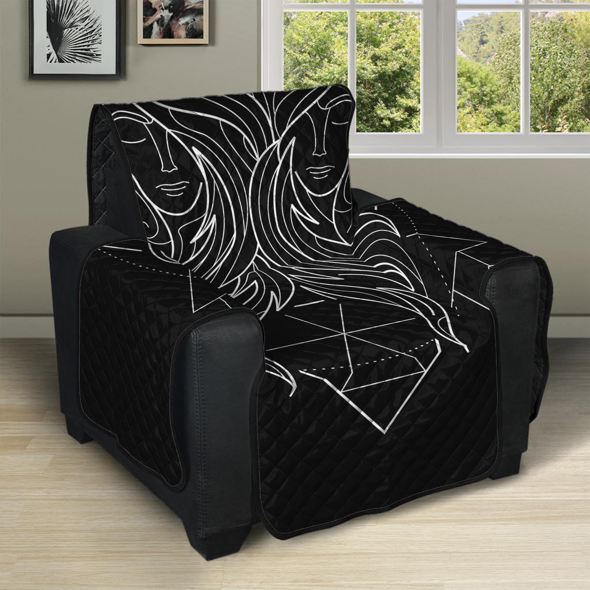 Black And White Gemini Sign Print Recliner Protector