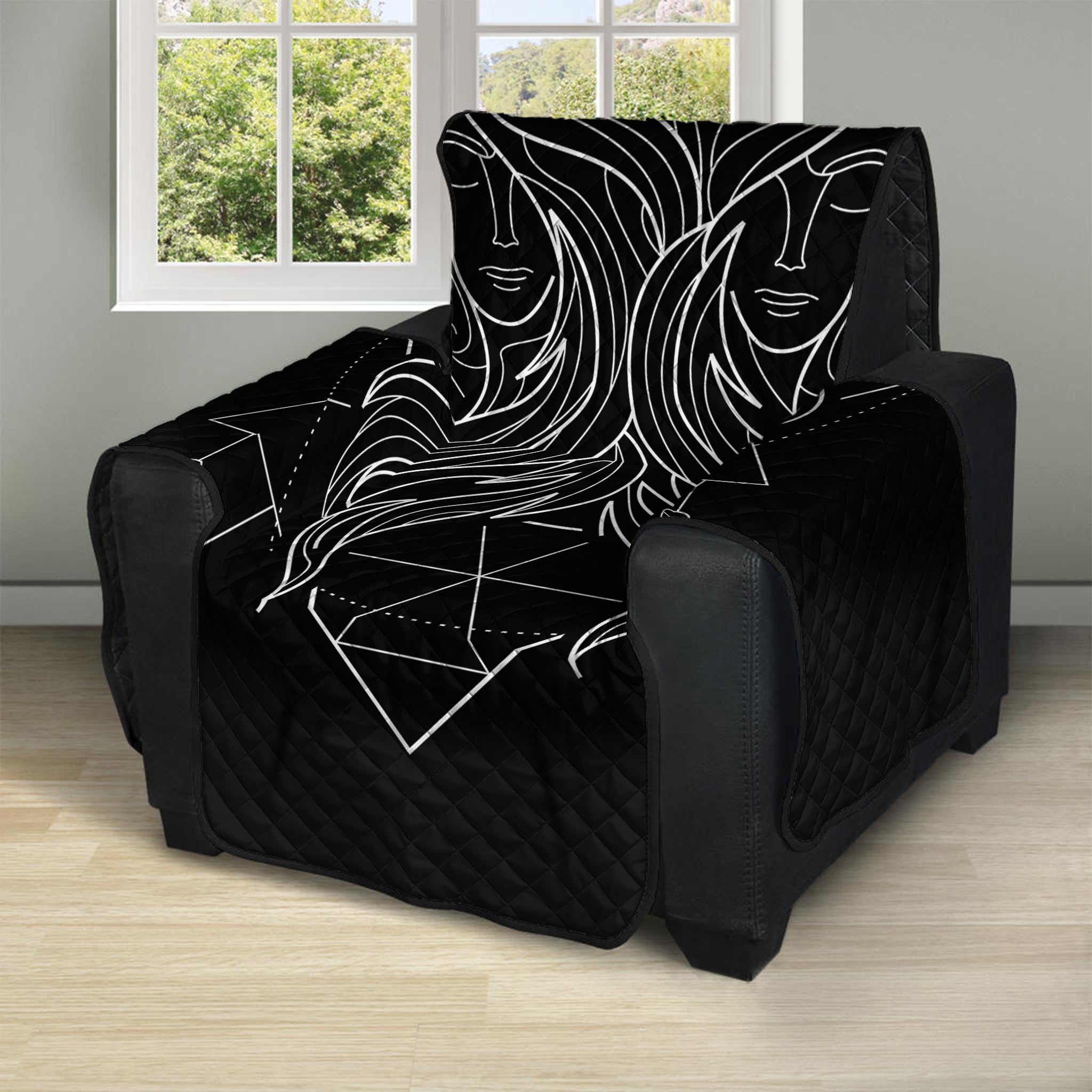 Black And White Gemini Sign Print Recliner Protector