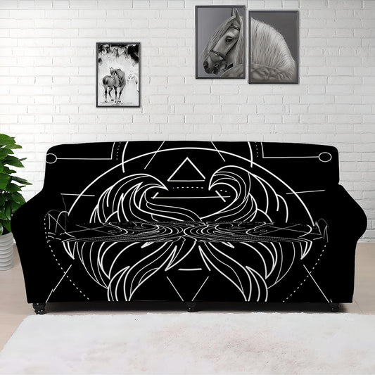 Black And White Gemini Sign Print Sofa Cover