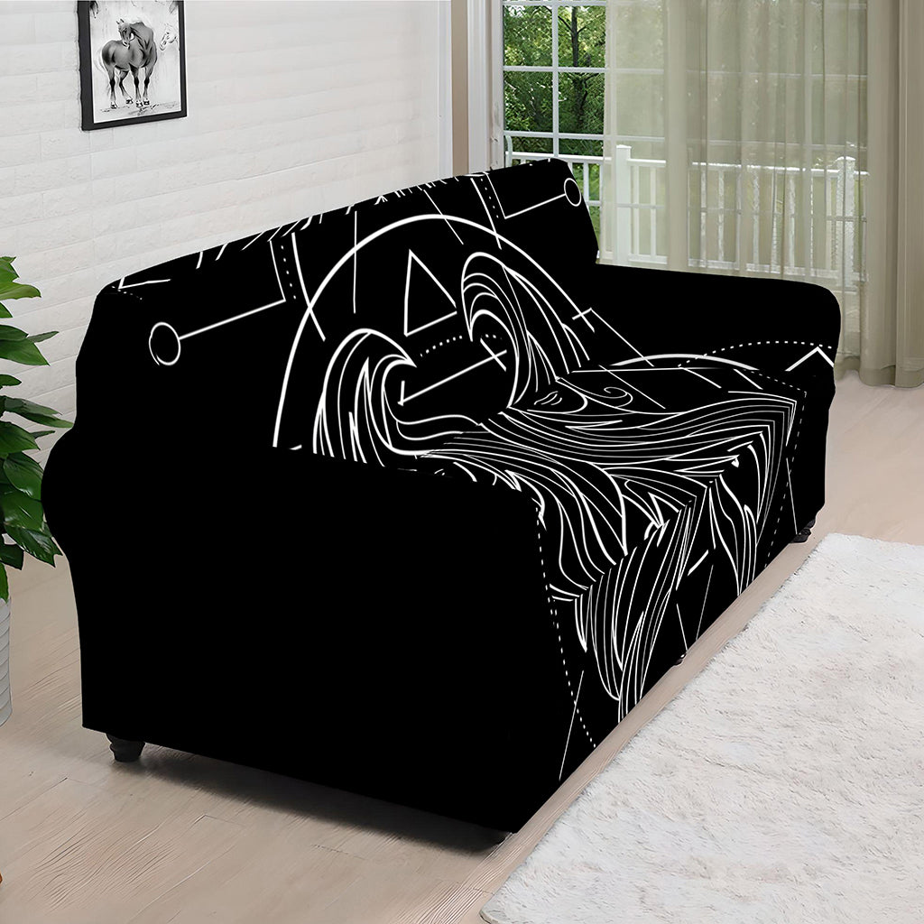 Black And White Gemini Sign Print Sofa Cover