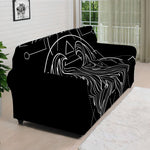 Black And White Gemini Sign Print Sofa Cover