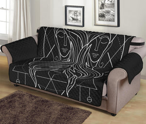 Black And White Gemini Sign Print Sofa Protector