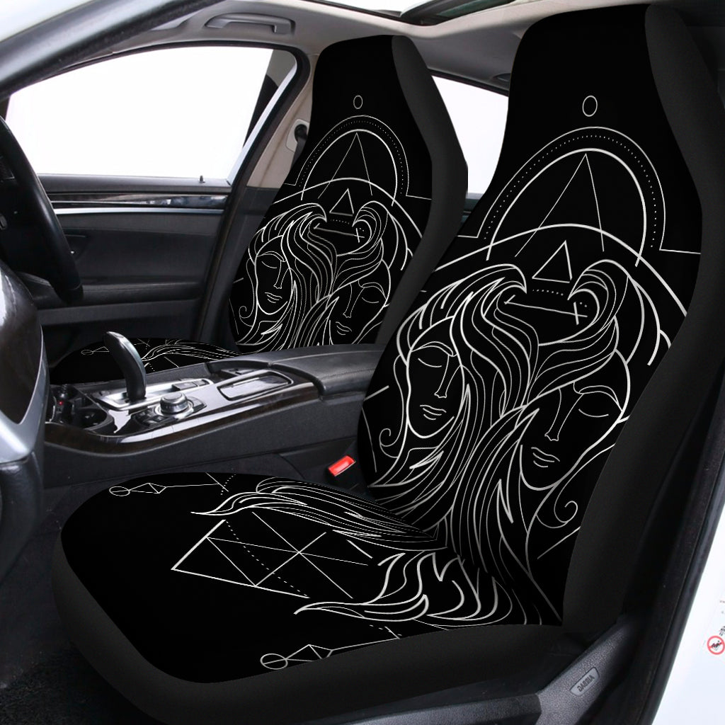 Black And White Gemini Sign Print Universal Fit Car Seat Covers