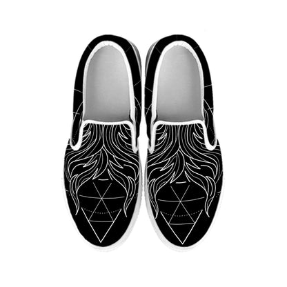 Black And White Gemini Sign Print White Slip On Shoes