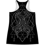 Black And White Gemini Sign Print Women's Racerback Tank Top