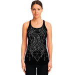 Black And White Gemini Sign Print Women's Racerback Tank Top