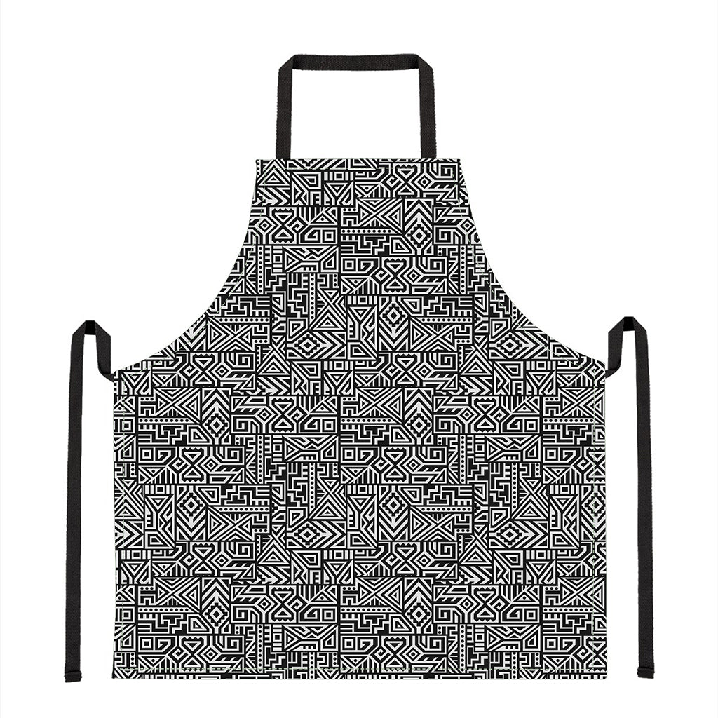 Black And White Geometric African Print Apron