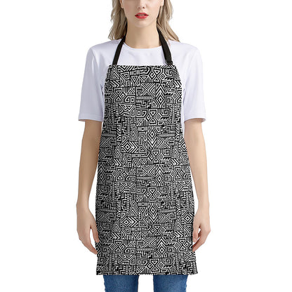 Black And White Geometric African Print Apron
