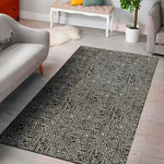 Black And White Geometric African Print Area Rug