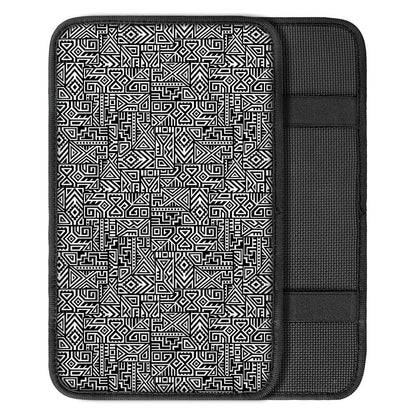Black And White Geometric African Print Car Center Console Cover