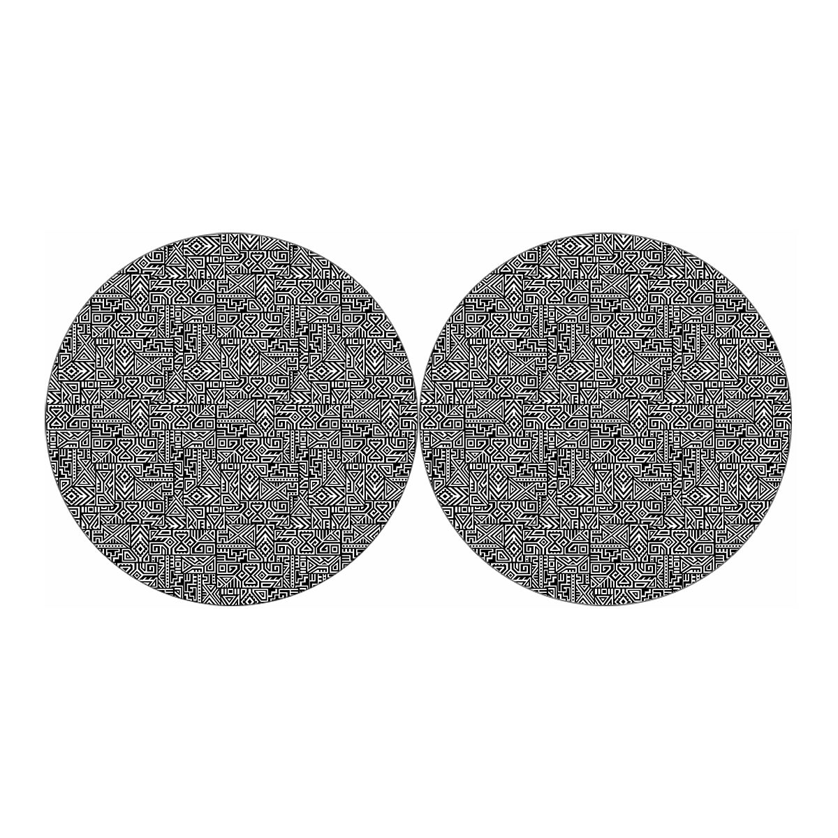 Black And White Geometric African Print Car Coasters