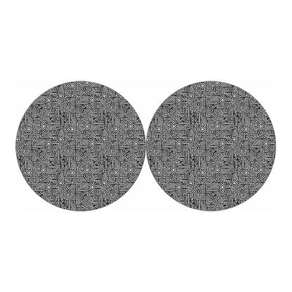 Black And White Geometric African Print Car Coasters