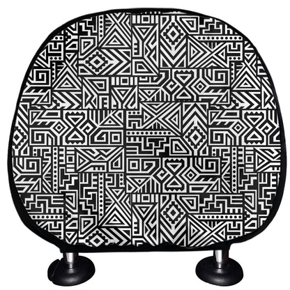 Black And White Geometric African Print Car Headrest Covers