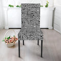 Black And White Geometric African Print Dining Chair Slipcover