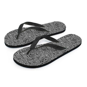 Black And White Geometric African Print Flip Flops