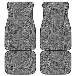 Black And White Geometric African Print Front and Back Car Floor Mats