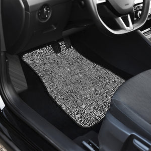 Black And White Geometric African Print Front and Back Car Floor Mats