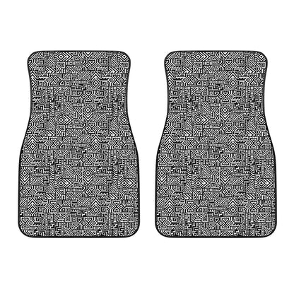 Black And White Geometric African Print Front Car Floor Mats