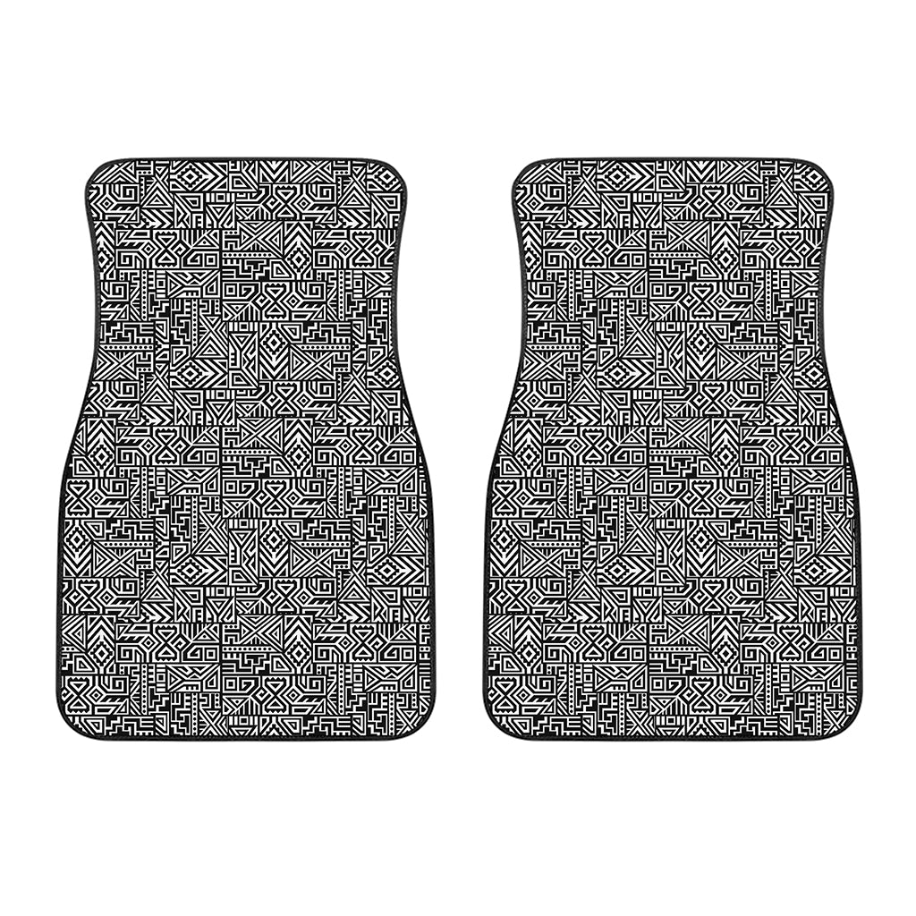 Black And White Geometric African Print Front Car Floor Mats