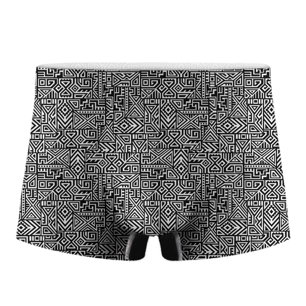 Black And White Geometric African Print Men's Boxer Briefs