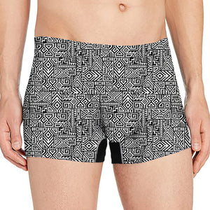 Black And White Geometric African Print Men's Boxer Briefs