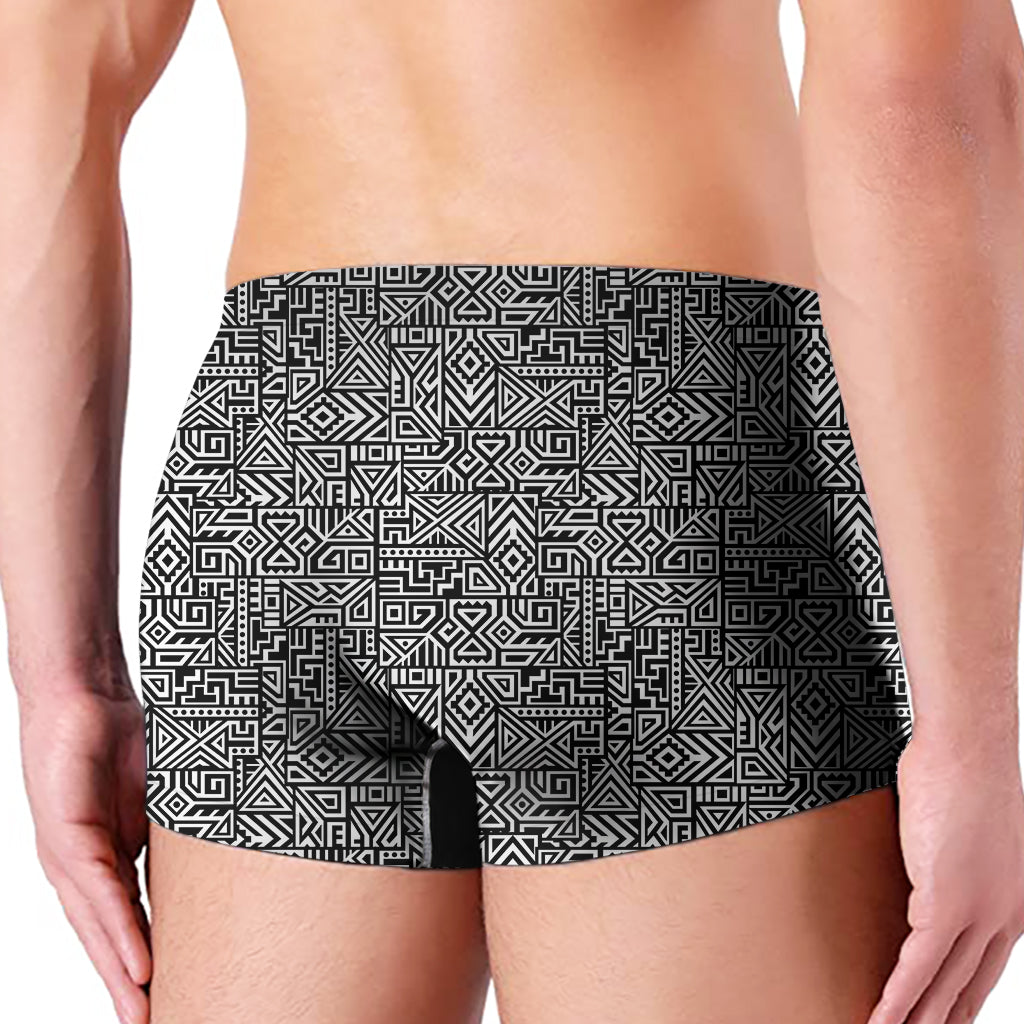 Black And White Geometric African Print Men's Boxer Briefs