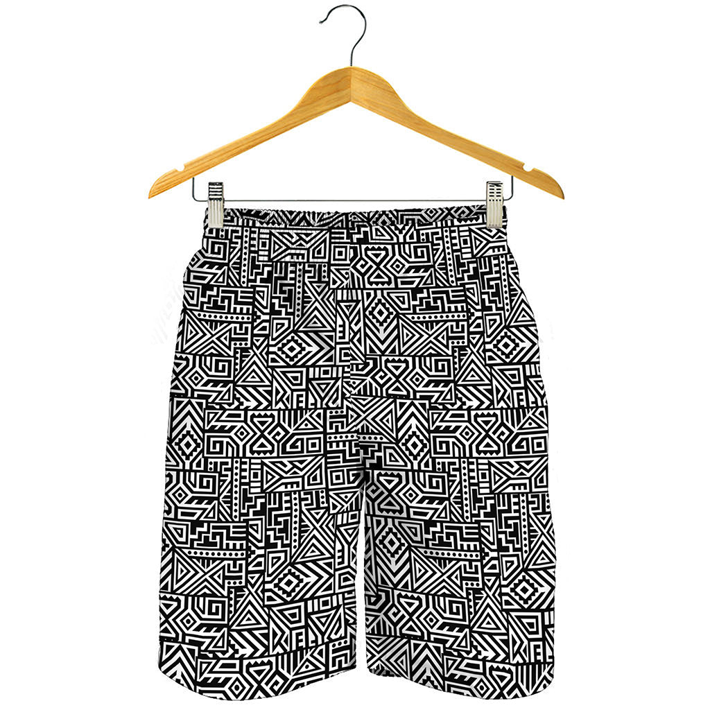 Black And White Geometric African Print Men's Shorts