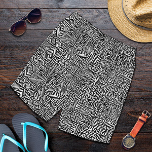 Black And White Geometric African Print Men's Shorts