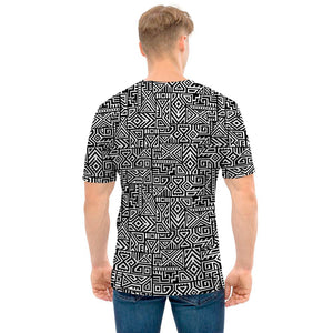 Black And White Geometric African Print Men's T-Shirt