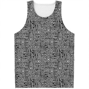 Black And White Geometric African Print Men's Tank Top