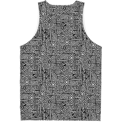 Black And White Geometric African Print Men's Tank Top