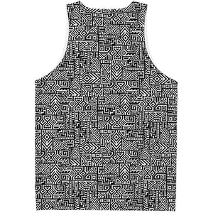 Black And White Geometric African Print Men's Tank Top