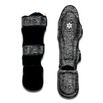 Black And White Geometric African Print Muay Thai Shin Guard