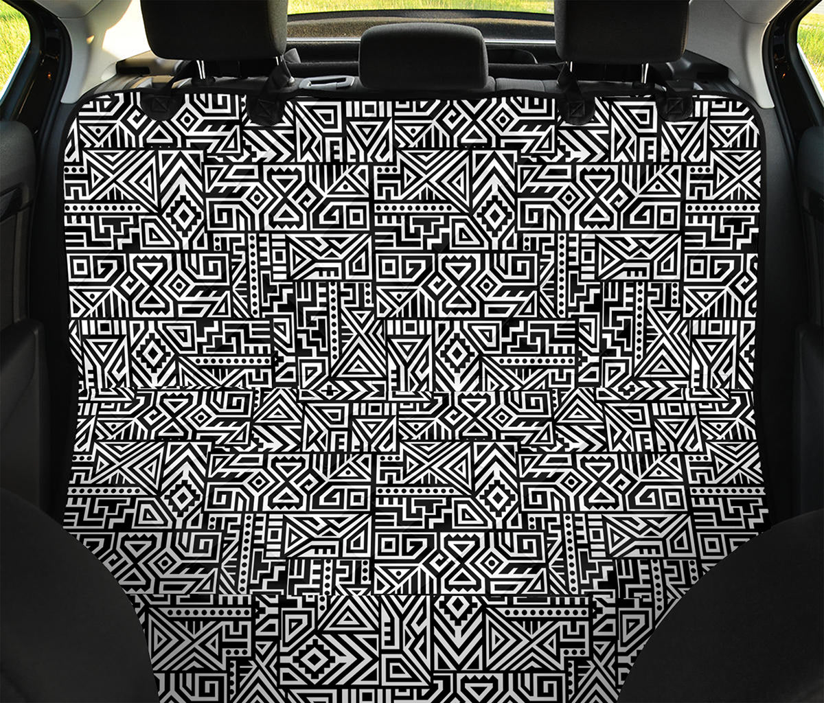 Black And White Geometric African Print Pet Car Back Seat Cover