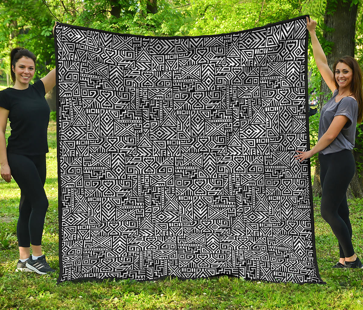 Black And White Geometric African Print Quilt