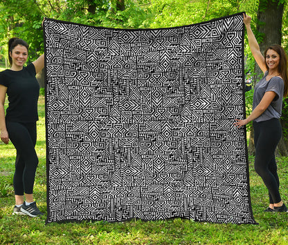 Black And White Geometric African Print Quilt