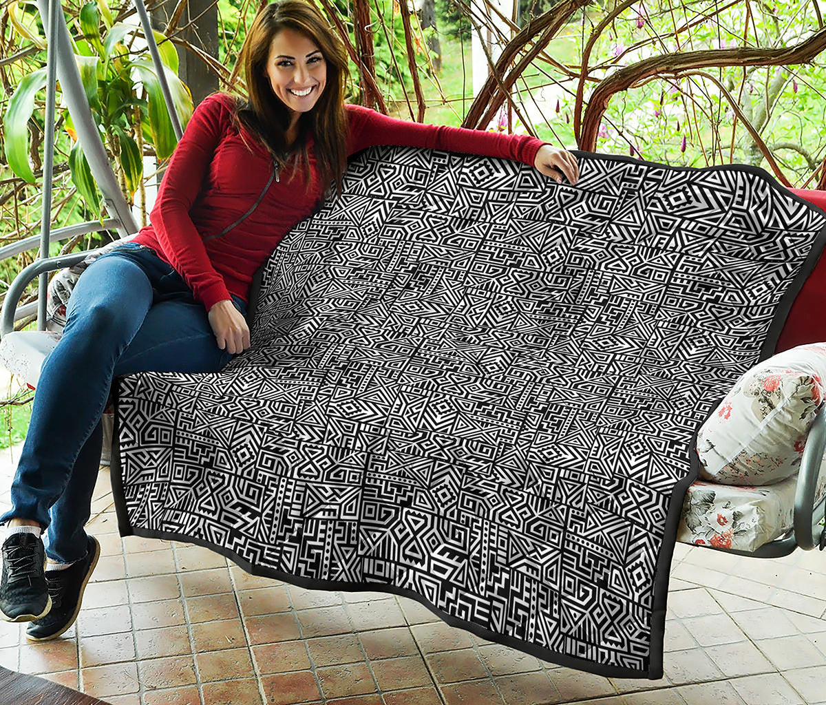 Black And White Geometric African Print Quilt