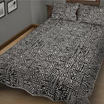 Black And White Geometric African Print Quilt Bed Set