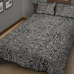 Black And White Geometric African Print Quilt Bed Set