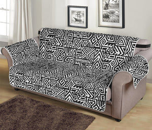 Black And White Geometric African Print Sofa Protector