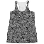 Black And White Geometric African Print Women's Racerback Tank Top